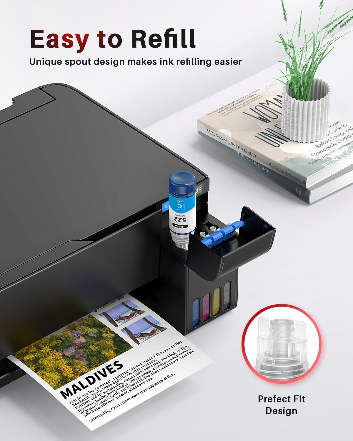 T522 522 Ink Bottle Replacement Compatible for T522 Ink Use for Epson Ecotank ET-1110 ET-1810 ET-2710 ET-2720 ET-2810 ET-2811 ET-2820 ET-4700 ET-4800 Printers (Black Cyan Magenta Yellow, 4 Pack) image number 1