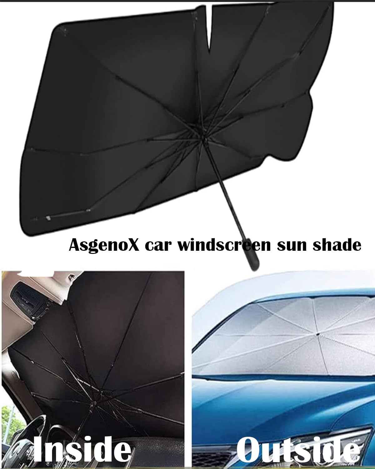 Large Car Sunshade Front Windshield with Safety Hammer Car Windscreen Sun Shade Umbrella Sunshade UV Rays Protector Car Shades for Most Cars Suvs image number 4