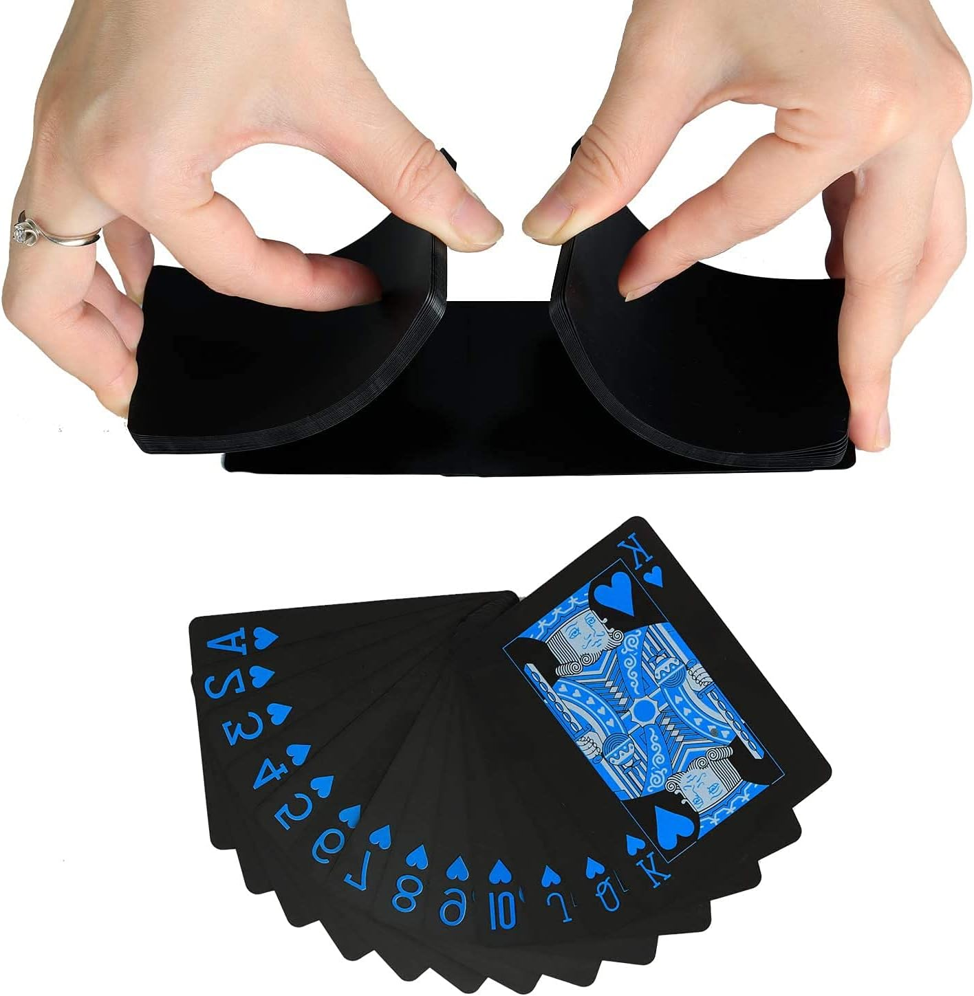 Ziranee Black Plastic Playing Cards, 54 Sheet, Waterproof, Magic Poker Cards for Family Party BBQ Gatherings, Ages 18+