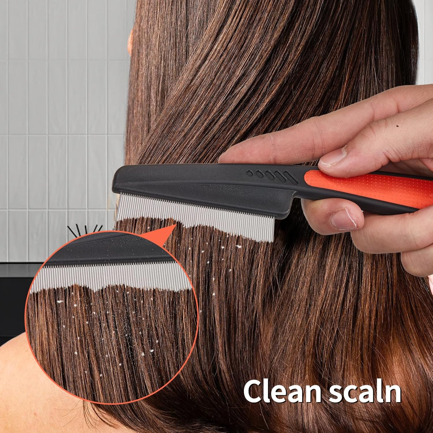 Dandruff Comb, Stainless Steel Fine Tooth Comb, Scalp Psoriasis Comb, Dandruff Remover Comb Scalp Sweep Detoxing Comb, Lice Comb for Scalp Massage Combs for Women Men, Set of 3 image number 3