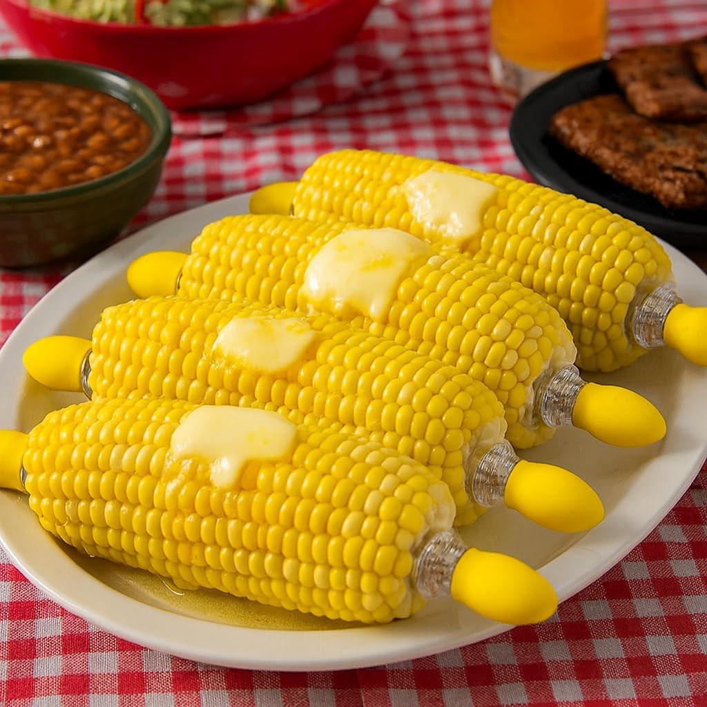 HIC Corn Dishes, Glass Corn Picks, Set of 8 Yellow image number 5