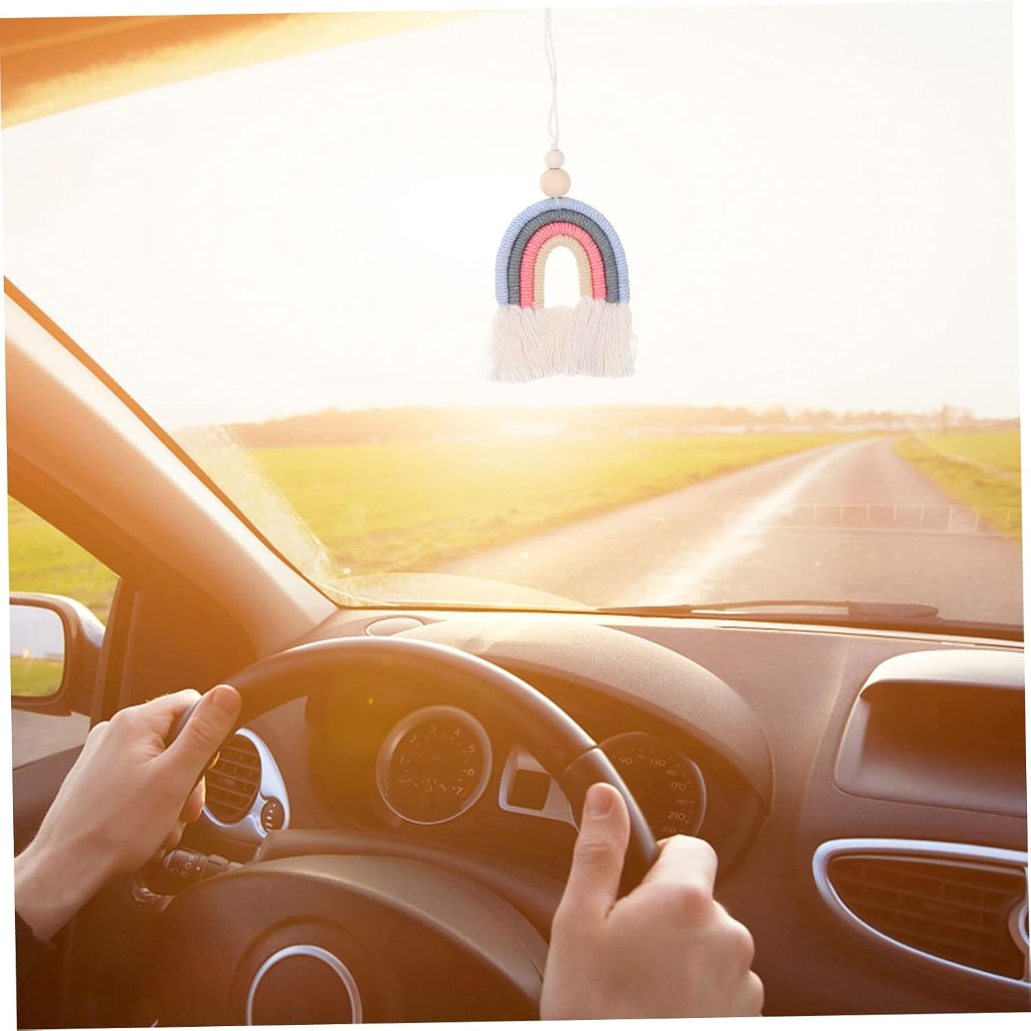 Abaodam 3Pcs Rainbow Hanging Pendant Bohemia Style Adornment Handmade Car Craft Decorative Hanging Ornaments for Home image number 5