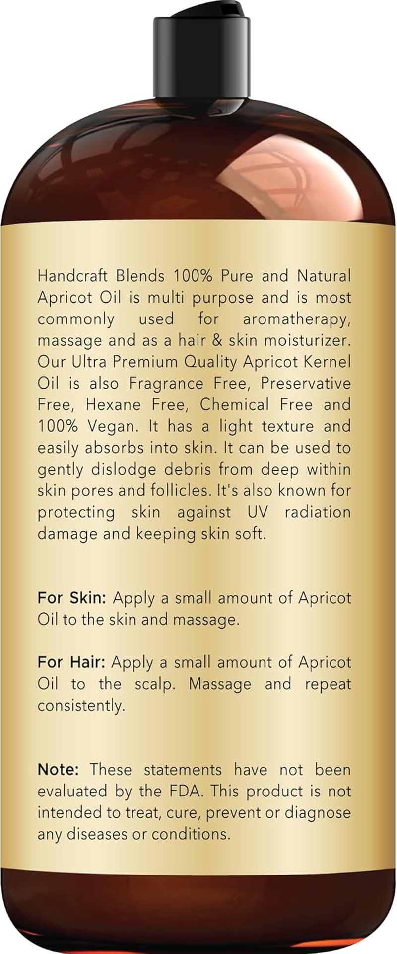 Handcraft Blends Apricot Kernel Oil - 28 Fl Oz - 100% Pure and Natural - Premium Grade Oil for Skin and Hair - Carrier Oil - Hair and Body Oil - Massage Oil - Cold-Pressed and Hexane-Free