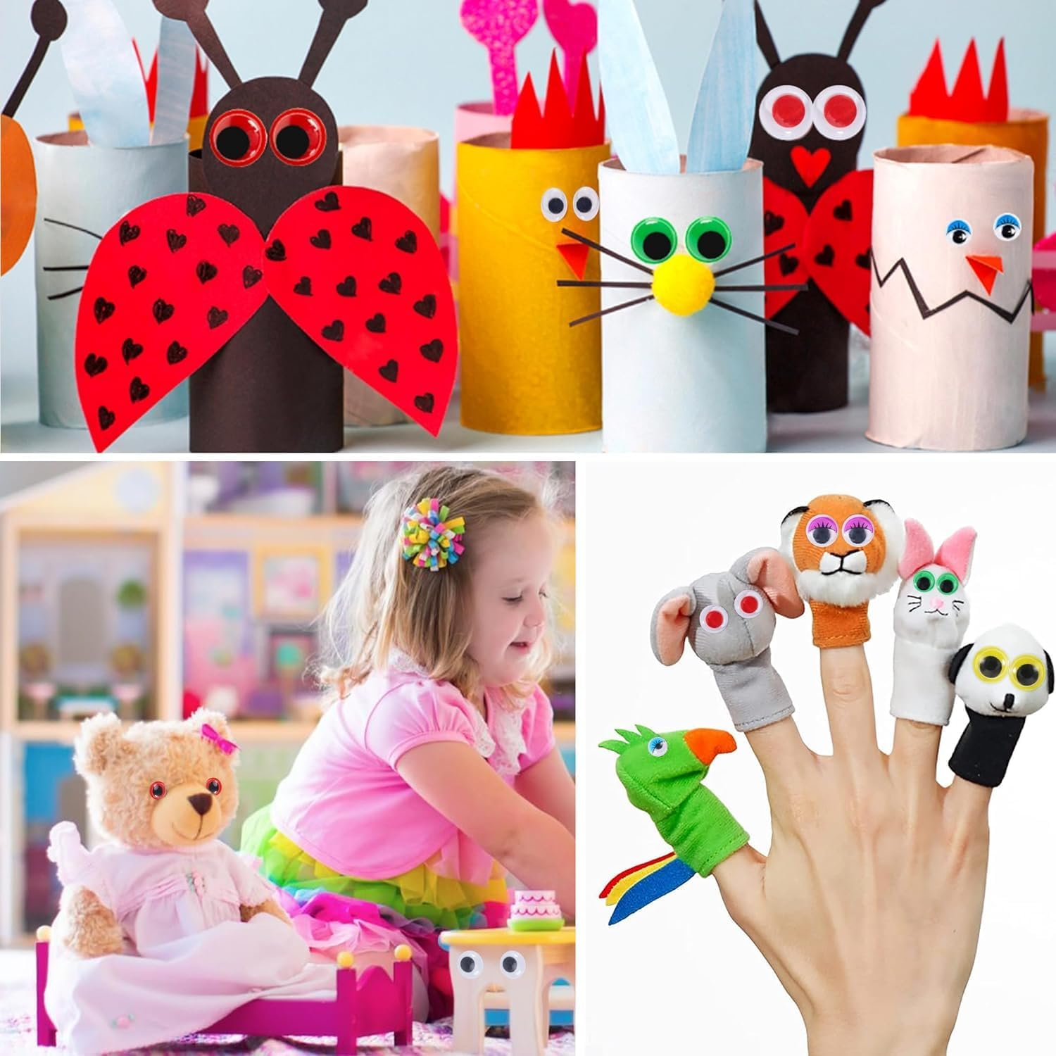 1500Pcs Craft Sticker Wiggle Eyes,Doll Wiggle Eyes Self Sticking Doll Puppet Eyeball DIY Decoration Craft Lifelike Vivid Googly Eyes Replacement image number 6