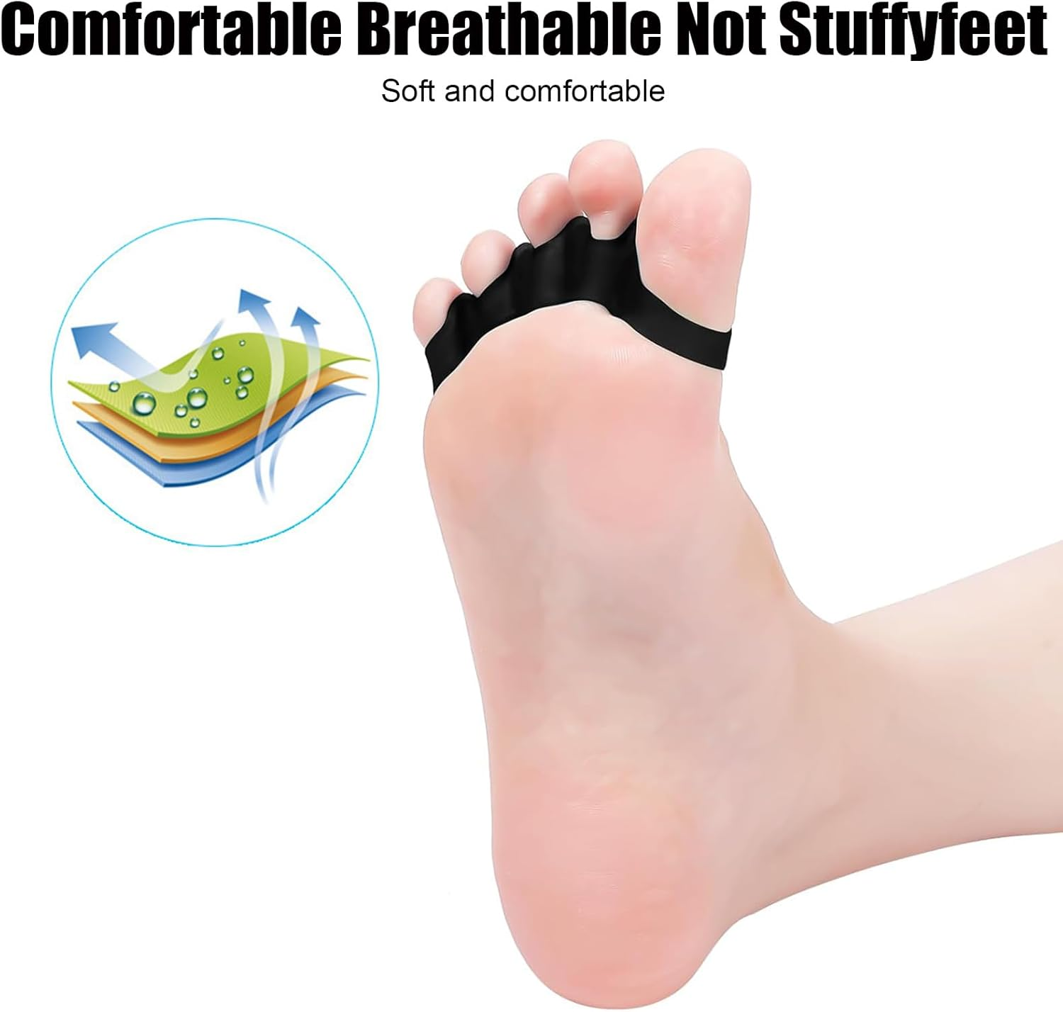 Vonzuda 2 Pairs Toe Separators for Women and Men，Soft Gel Toe Spacers to Correct Bunion, Relieve Feet Pain, Foot Alignment, Toe Straighteners for Hammer & Claw Toes, Plantar Fasciitis (Black+White) image number 5