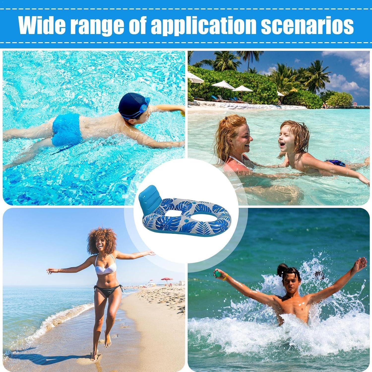 Inflatable Pool Swimming Bed, Inflatable Pool Air Mattress - Sea Float and Pool Toy | Inflatable Raft for Summer, Outdoor Water Raft, Pool Lounger Float, Portable Lounge Raft with Get image number 6