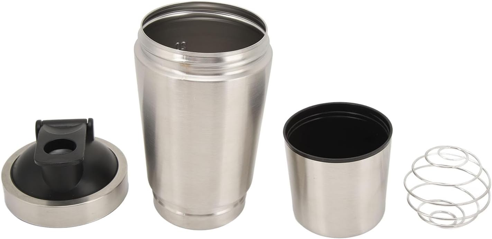 Protein Shaker, Stainless Steel Easy Clean 2 Pieces Easy Shaker Bottle Portable with Wire Whisk for Fitness (600Ml) image number 5