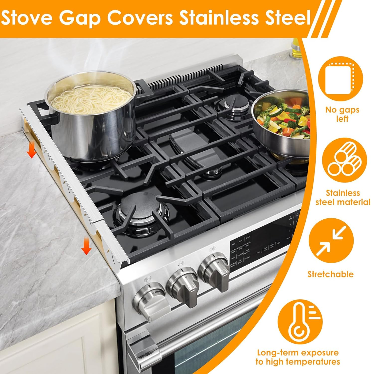 DJAPWPX 2 Pack Stove Gap Covers Kit, Versatile Solid Stove Gap Fillers Set, Easy to Install and Clean Stoves Oven Counter Guard for Kitchens Use