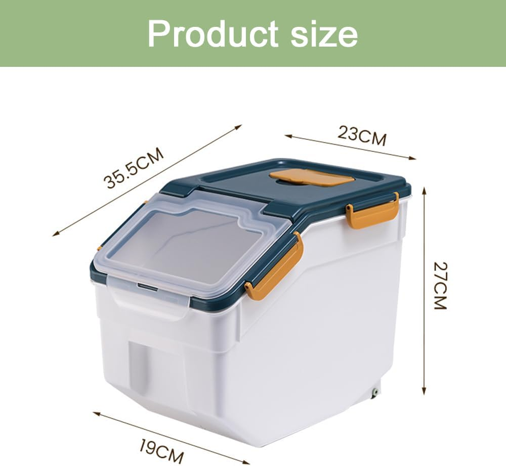 TOMVAES Rice Storage Container, Rice Bucket with Lids, Grain Pet Food Bin, Insect and Moisture Proof Rice round Drum, Household, 10Kg image number 5