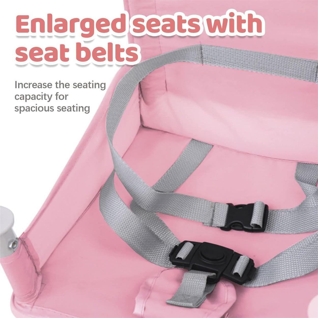 Baby Booster Seat, Toddler High Chair, Portable Baby Seat Travel, Compact Folding Portable Highchair for Indoor/Outdoor Dining, Camping, Park, Beach (Pink) image number 3