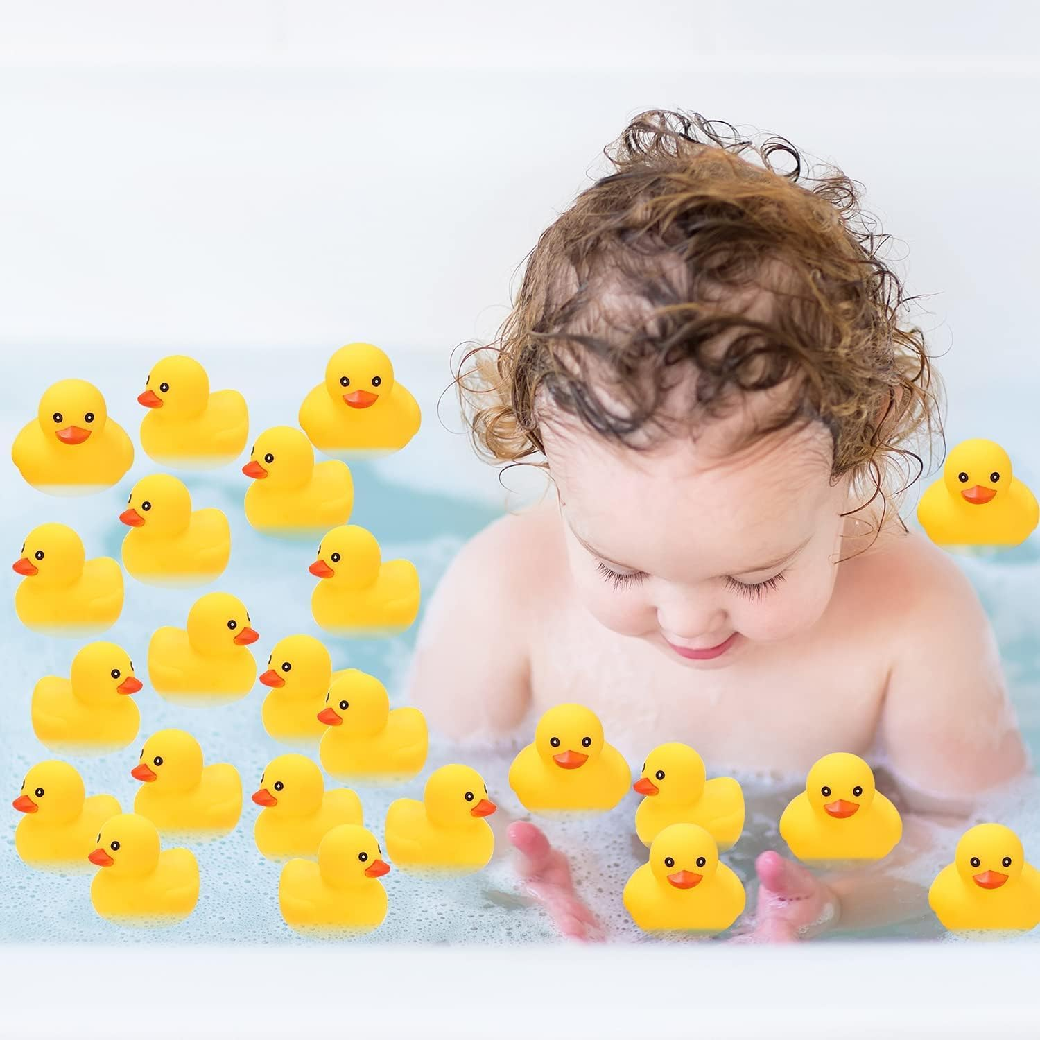 Yellow Rubber Ducks Bath Toys 20Pack, Bathtub Floating Squeaky Duck Bulk Baby Preschool Bath Toy for Baby Shower Infants Kids Toddler Birthday Party Decoration Gift (2.1", 20Pcs image number 3