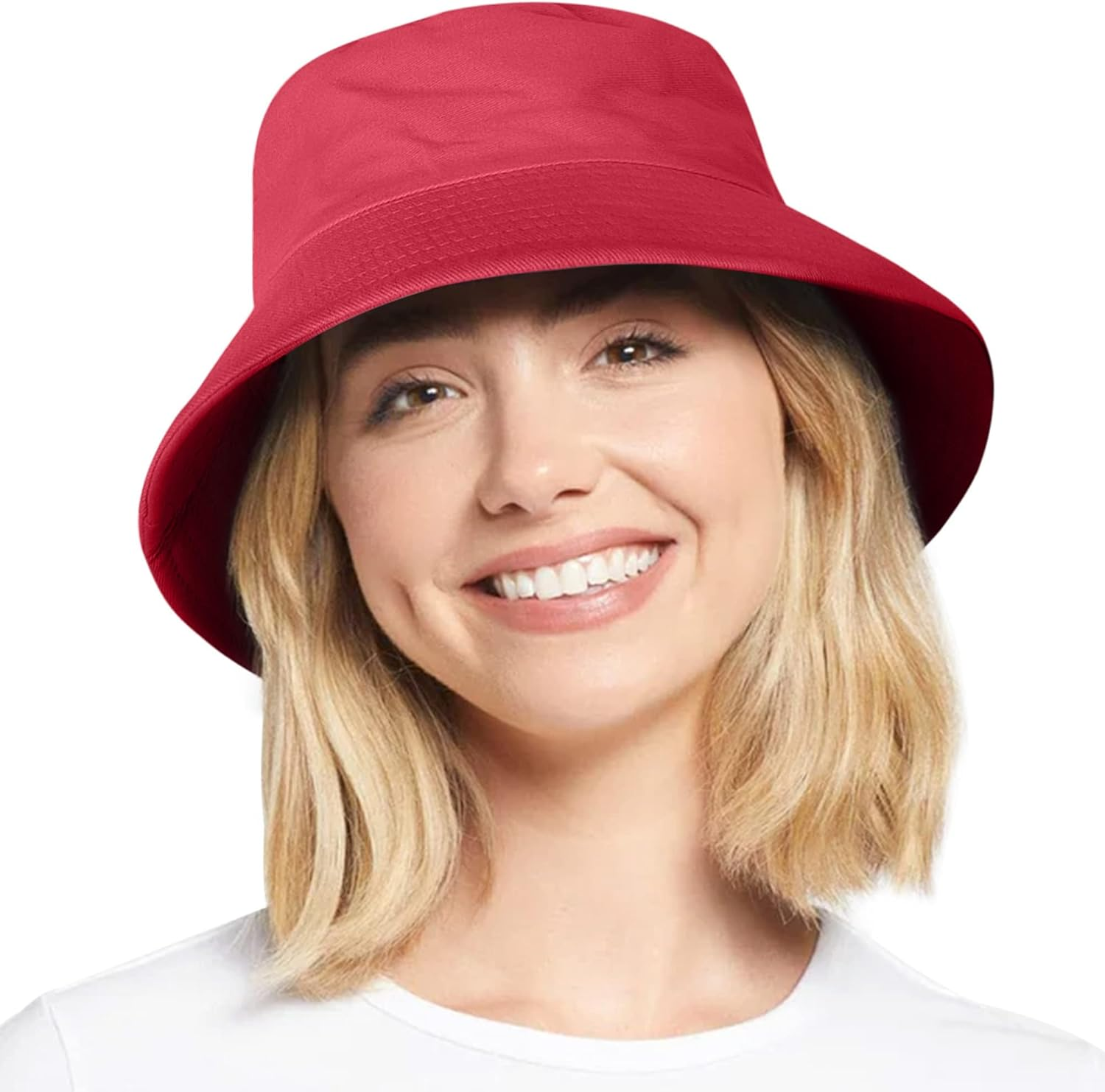 Women Bucket Hats - Summer Fisherman Hat Men Cotton Plain Bucket Hat Foldable Beach Sun Hats for Women Men, One Size - Black image number 3