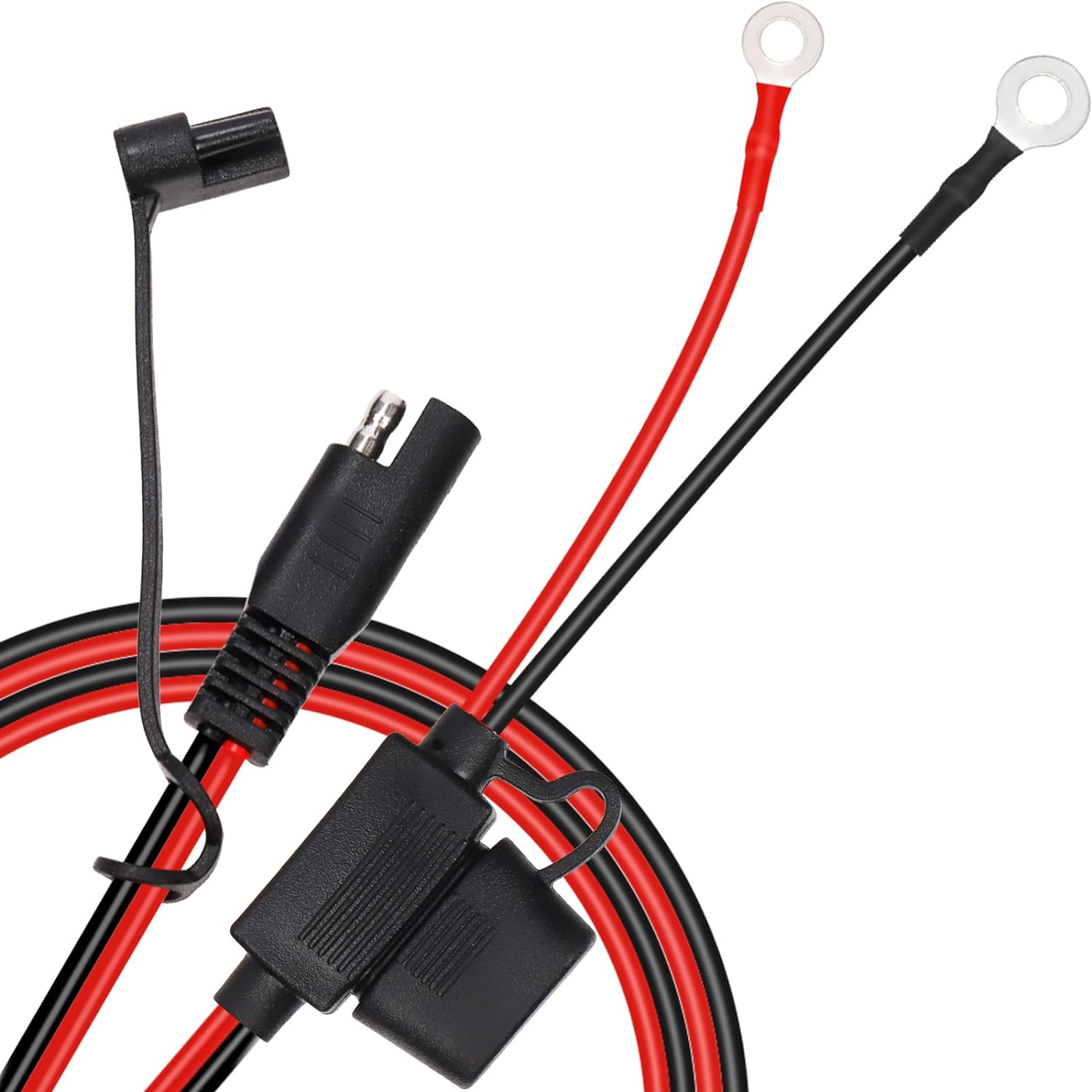 Swpeet 2Pcs 25.5 Inch SAE Battery Connector Ring Terminal Harness Accessory Cable, Smart Battery Chargers Cord Adapter with SAE Quick Disconnect image number 4