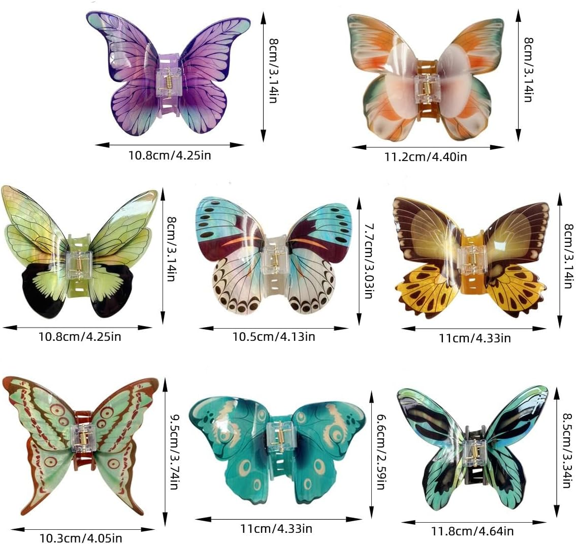 Butterfly Hair Clip, Hair Clips, French Hair Claw Clips, Medium Size, Butterfly Claw Clip, Non-Slip Hair Clips, Acrylic Hair Clip for Thick, Thin Hair, Women and Women, Blue, 9 X 8.5 Cm image number 2