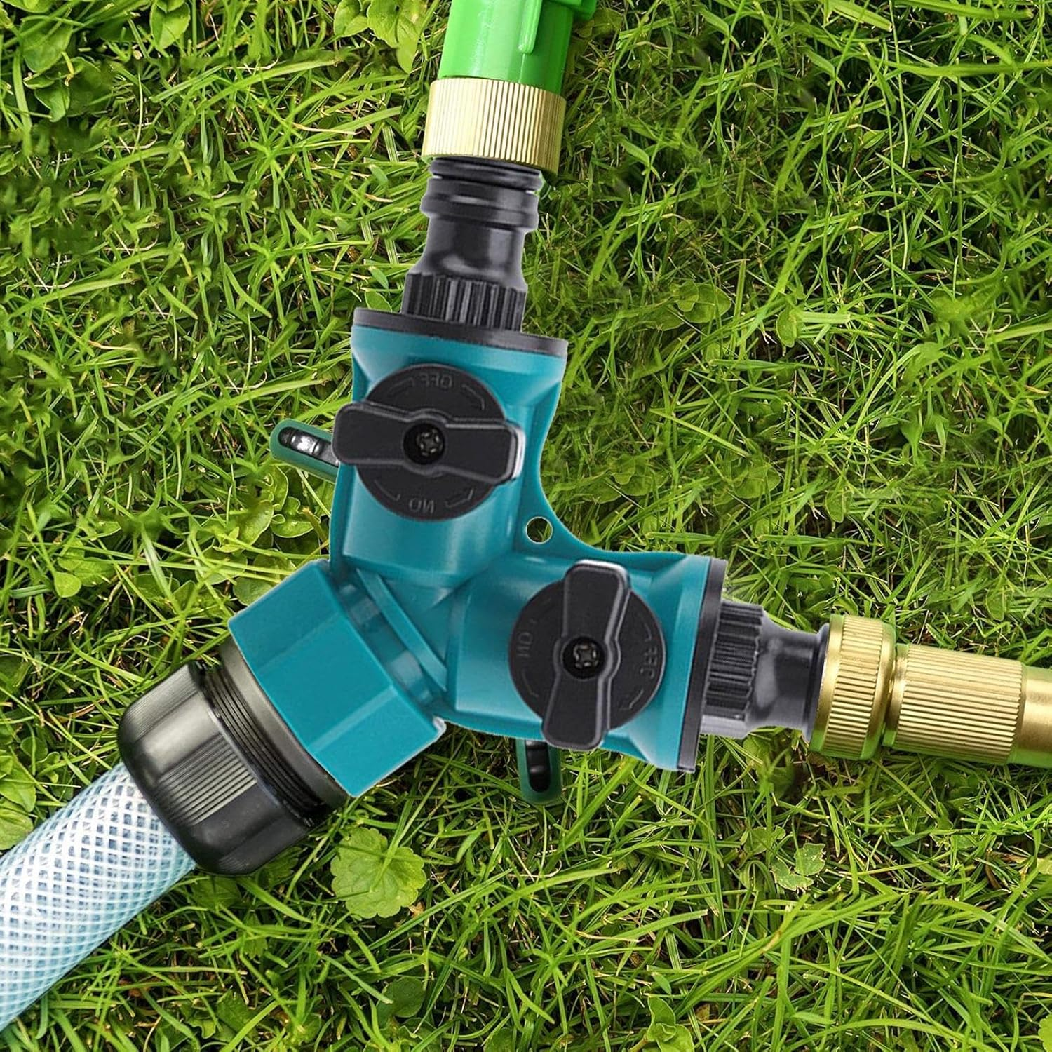 2 Way Garden Water Hose Pipe Connector, Hose Splitter Tap Splitter Connection, Garden Supplies Adapter for Water Pipe Quick End Connector image number 1