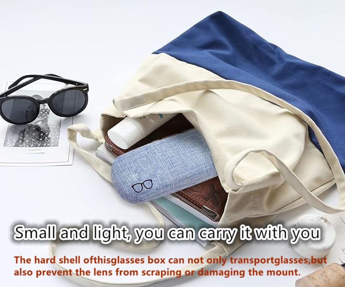 4 Pcs Glasses Case Hard Shell Eyeglasses Case, Unisex Portable Protection, Linen Fabrics Eyeglasses (4 Colours) image number 2