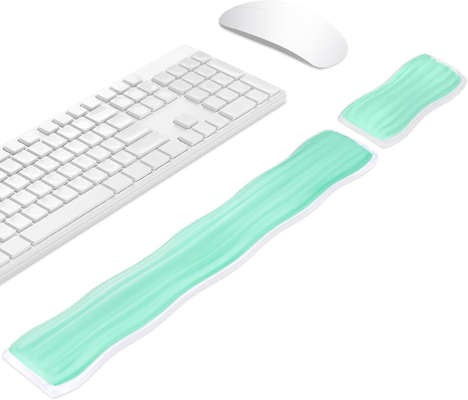 Gel Wrist Rest for Computer Keyboard and Mouse, Ergonomic Clear Keyboard Pad and Mouse Wrist Rest for Gaming, Computers, Laptops, Office Use (Green) image number 1