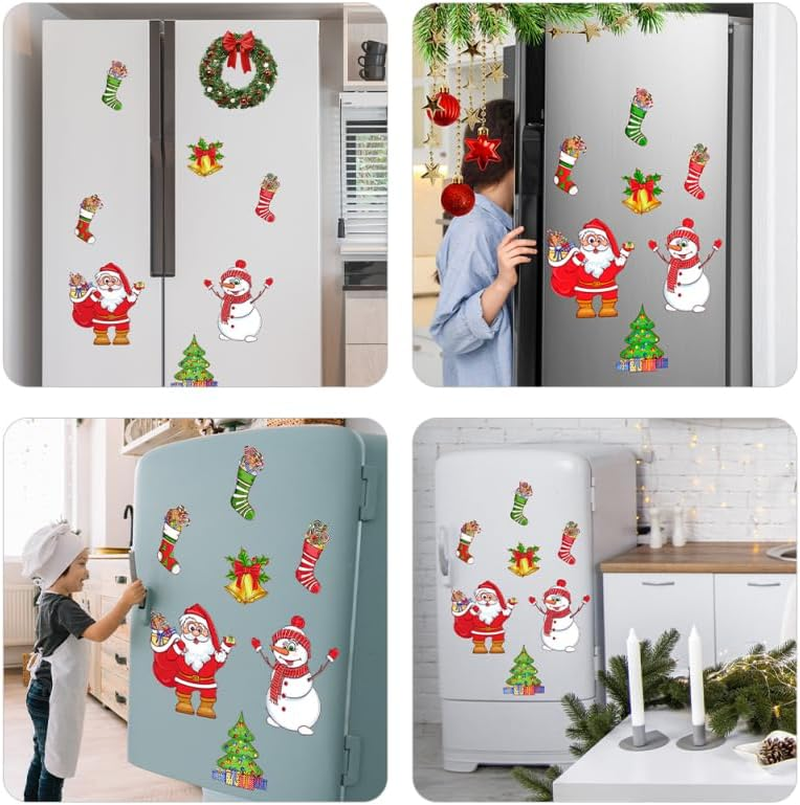 HANABASS 1 Set Christmas Fridge Magnets Christmas Tree&Christmas Stockings&Santa Claus&Snowman Decorative Refrigerator Magnets Small Christmas Decoration for Fridge image number 4