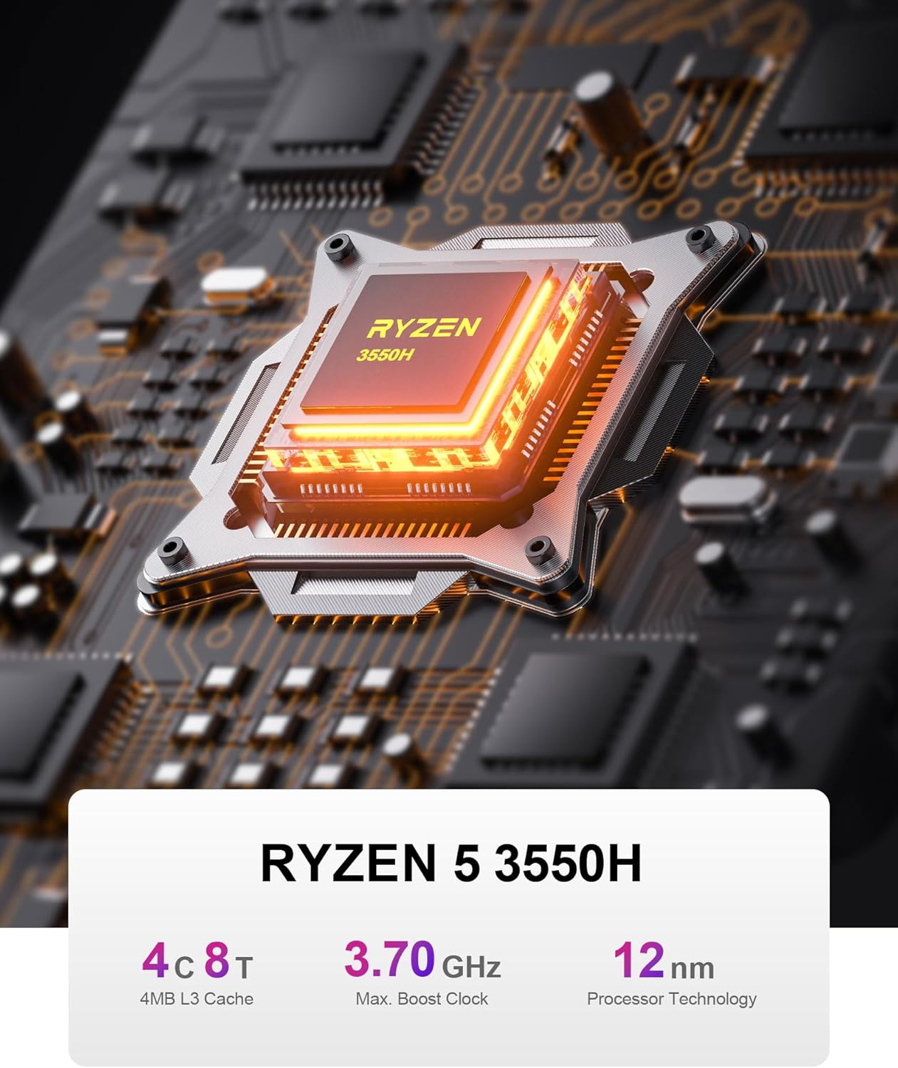 Laptop 16.0 Inch - AMD Ryzen 5 3550H (4 Cores 8 Threads up to 3.7 Ghz), 16GB RAM, 512GB SSD, Laptops LCD Display 1920 &times; 1200 | Powerful & Lightweight | Study, Office & Everyday Use