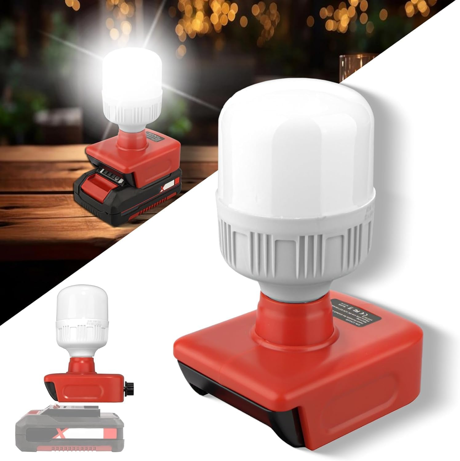 LED Work Light for Einhell Power X-Change 18V Battery,12W LED Spotlight with E27 Bulbs 350-1300Lm Adjustable Brightness for Outdoor Use, for Camping, Car Repairing, Emergency and Job Site Lighting image number 4