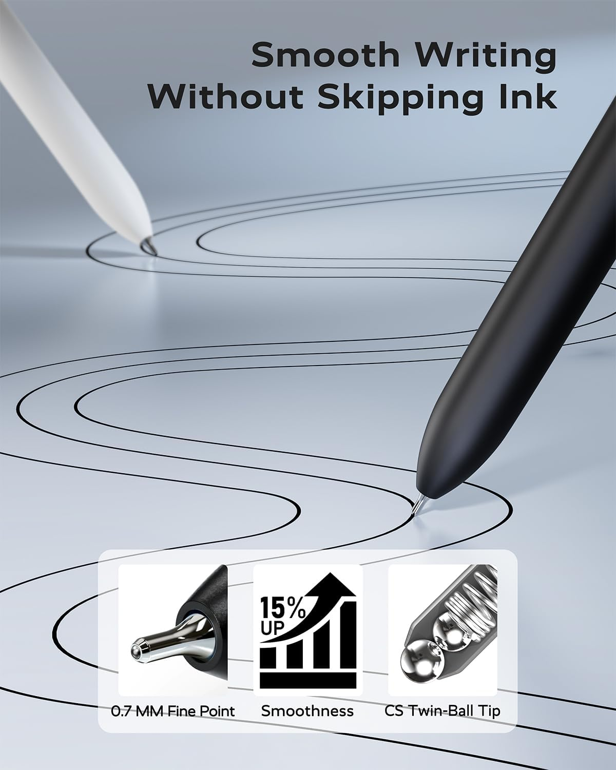 Black Gel Pens, 6Pcs 0.7Mm Gel Pens Fine Point with 3 Extra Refills, Quick Dry Retractable Gel Pen Set, Smooth Writing Pens for Office Work, Note Taking, Black Ink Pens for Men Women image number 7