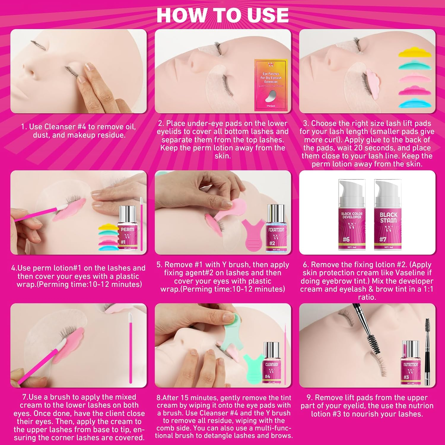 WLFRHD Lash Lift Kit, Lash Lift and Tint Kit, Professional Eyelash & Brow 2 in 1 Perm Kit, All in One Eyelash Perm Kit & Black Brow Lamination Kit, Natural Eyelash Curling Lash Extension Set at Home image number 2