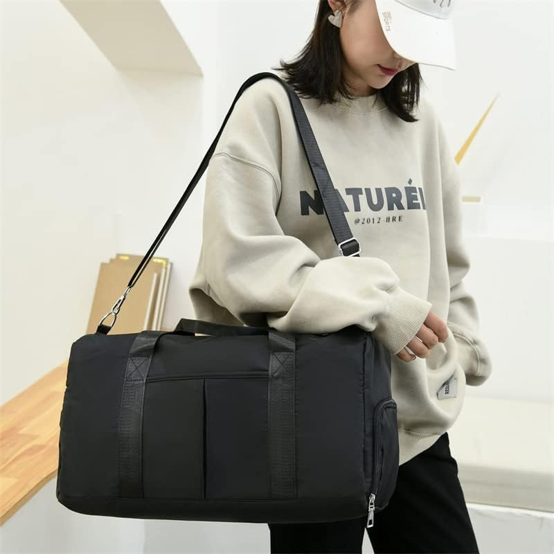 Men and Women'S Travel Bag with Shoe Compartment Sports Tote Gym Bag Weekender Overnight Shoulder Bag, Black, Large - Army Green image number 5