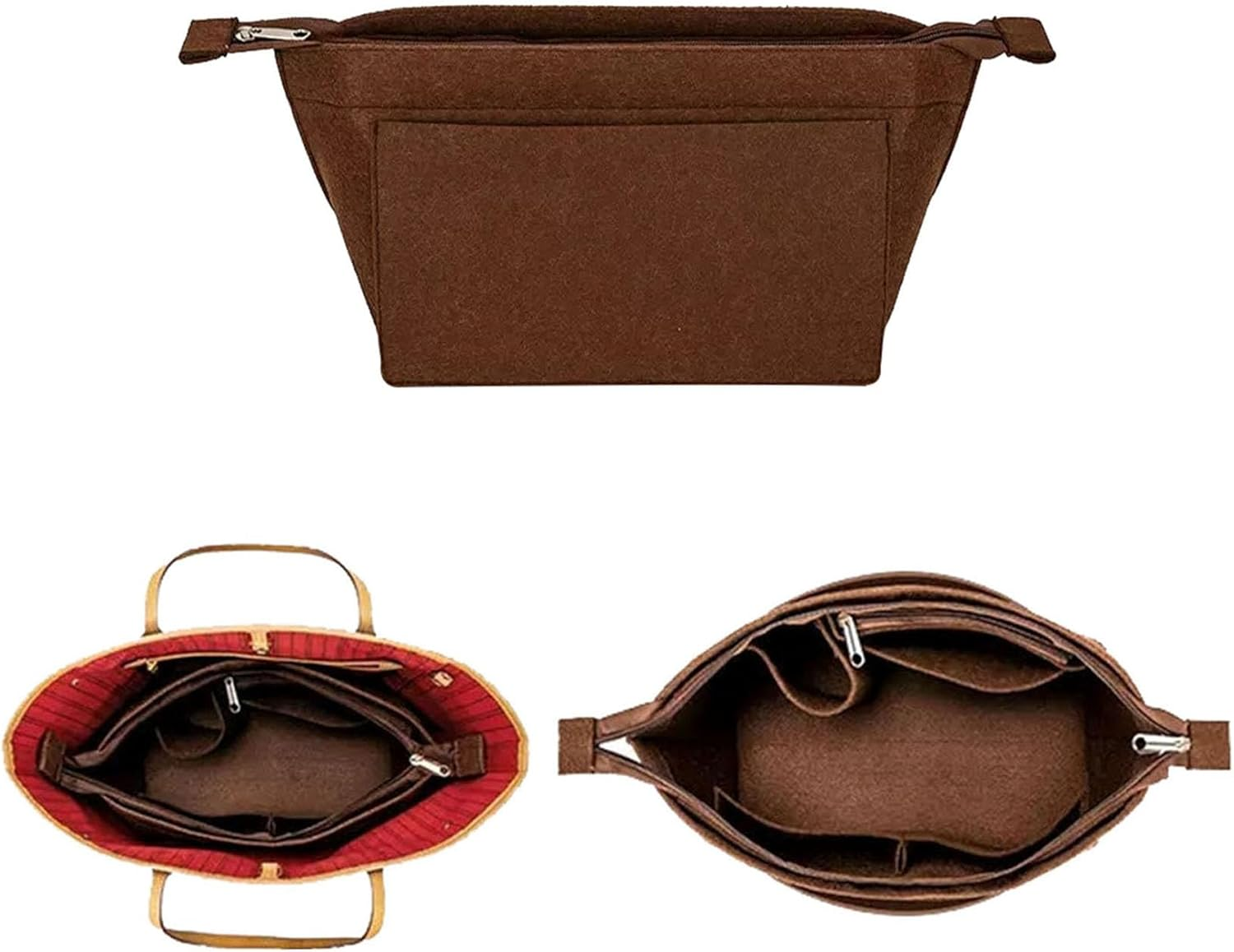 Lckaey Purse Insert Organizer for Neverfull Pm Mm Gm Bag Liner Shaper Purse Kit Insert 1070Beige-M image number 2