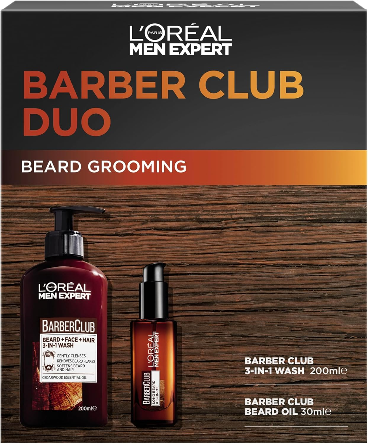 L'Or&eacute;al Paris Men Expert, Barber Club Duo Set, Barber Club 3-In-1 Beard Face Hair Wash 200Ml + Beard Oil 30Ml image number 3