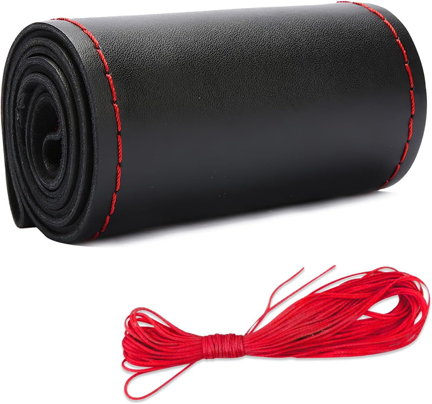 Micro Fiber Leather Steering Wheel Cover, DIY Sewing with Needle & Thread, Breathable Anti-Slip Car Steering Wheel Protector, Universal 15 Inch Auto Steering Wheel Stitch on Wrap (Coffee, Full Hole)