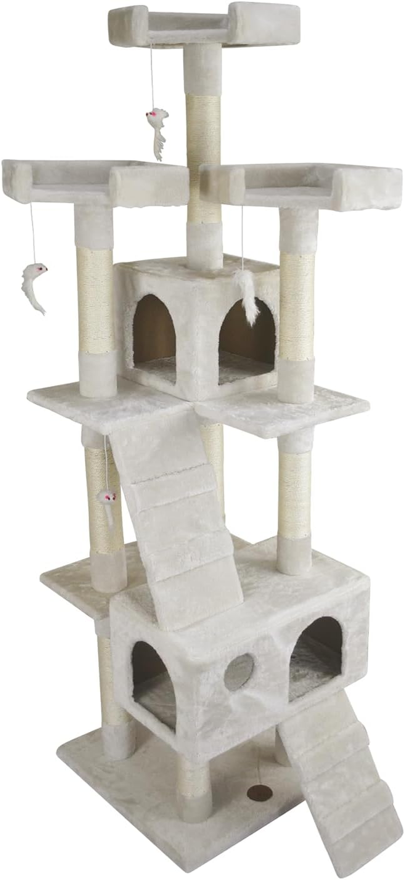 JACK and VANILLA, Dumbo Design Cat Scratching Post, Space to Play and Rest, Durable Materials, Easy Clean, Dimensions 30 X 30 X 45 Cm, Cream Grey Colour, Cat Tree Model