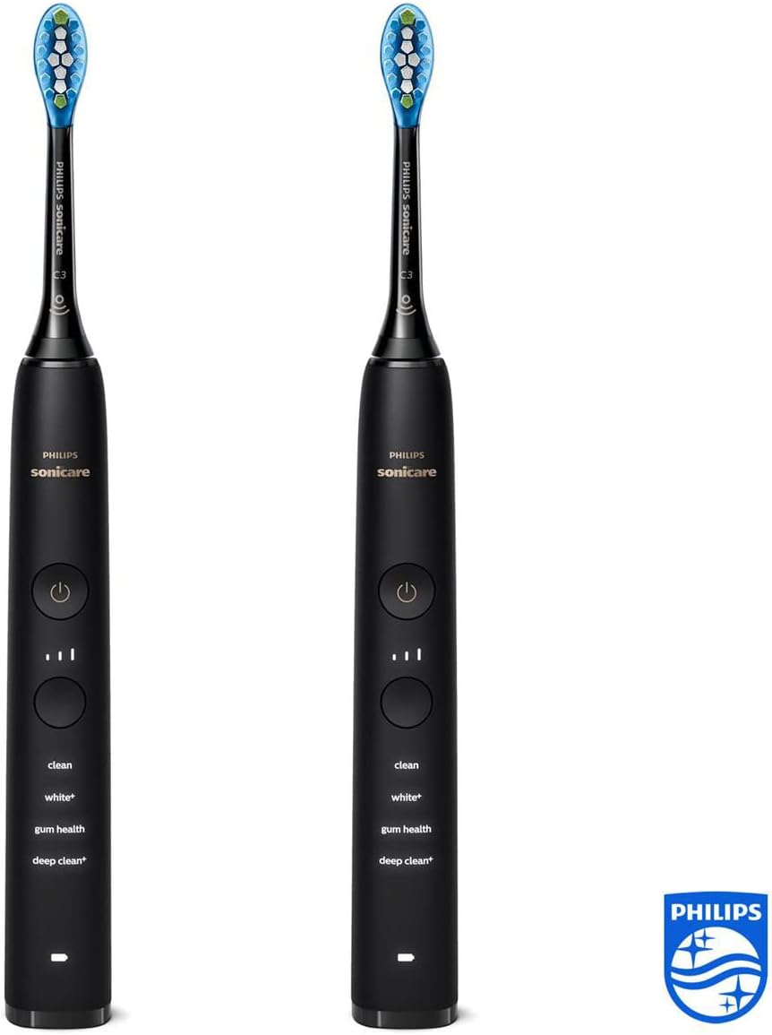 Philips Sonicare Diamondclean 9000 Electric Toothbrush Twin Pack - 2 Sonic Toothbrushes, 2 Charging Glasses, 4 Premium Brush Heads, New Generation, Black (Model HX9914/63) image number 6