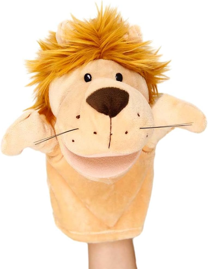 Lion Hand Puppet for Kids - Farm Animals Finger Puppets, Plush Soft Toy with Movable Mouth