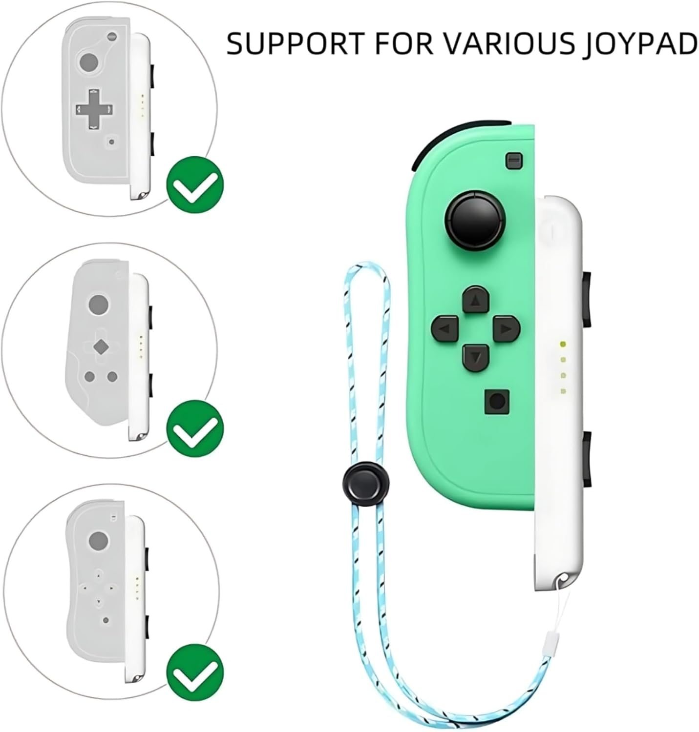 Suytvenxau 2 Pack Wrist Strap Compatible with Nintendo Switch Accessories for Joy Con Replacement Lanyard Secure Grip Adjustable Nylon Strap Game Controller (White) - White image number 3