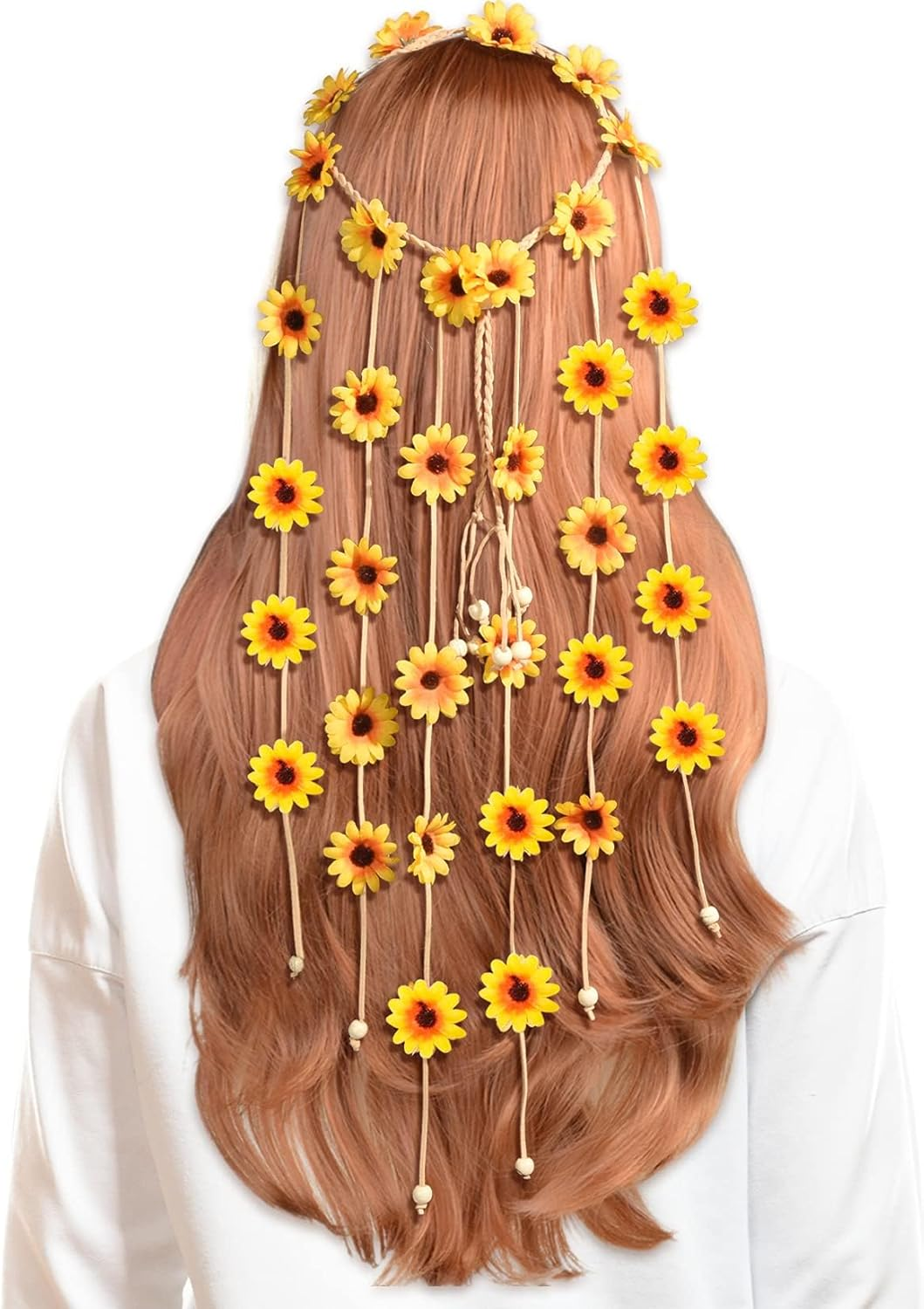 TAXTYHRE Sunflower Hair Accessories, Sunflower Headband, Fashionable Goose Flower Hair Accessories, Adjustable Flowers Headband for Women Girls Beach Wedding Carnival Party, Yellow image number 5