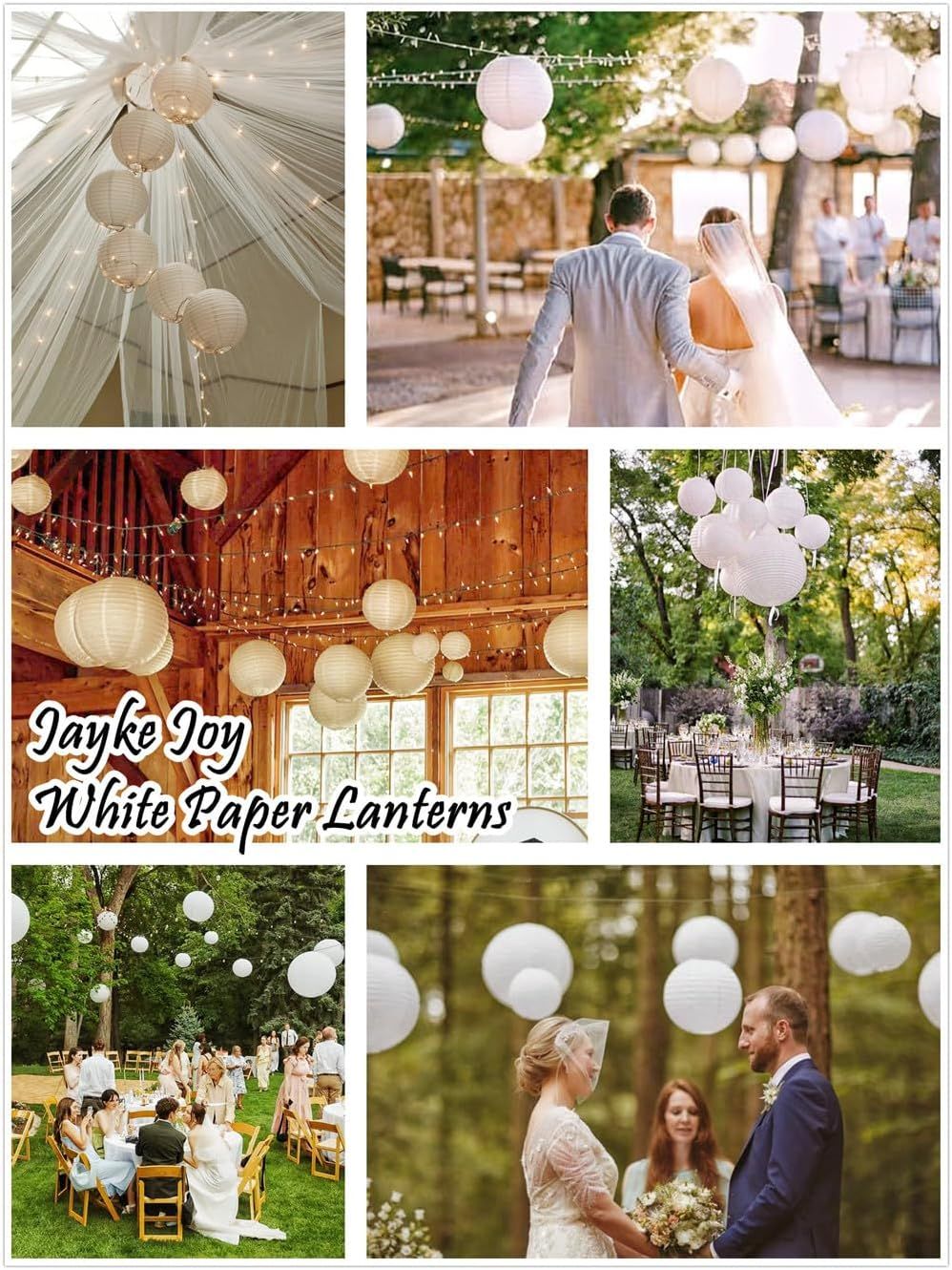 White Paper Lanterns for Party Decorations (8 Inch X 15Pcs) image number 3