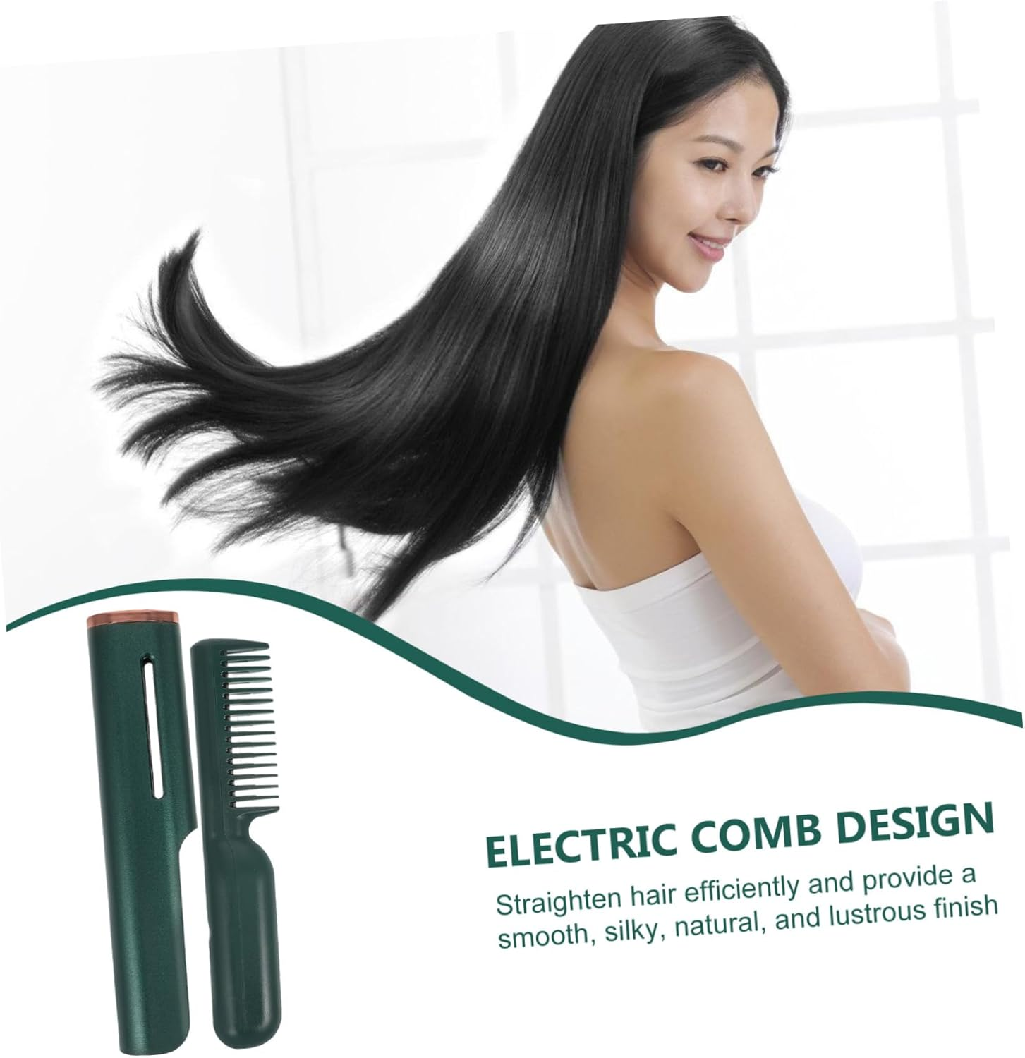 Healvian Electric Heating Comb Straight Hair Brush Ceramic Dry Wet Hair Styling Tool Portable image number 6
