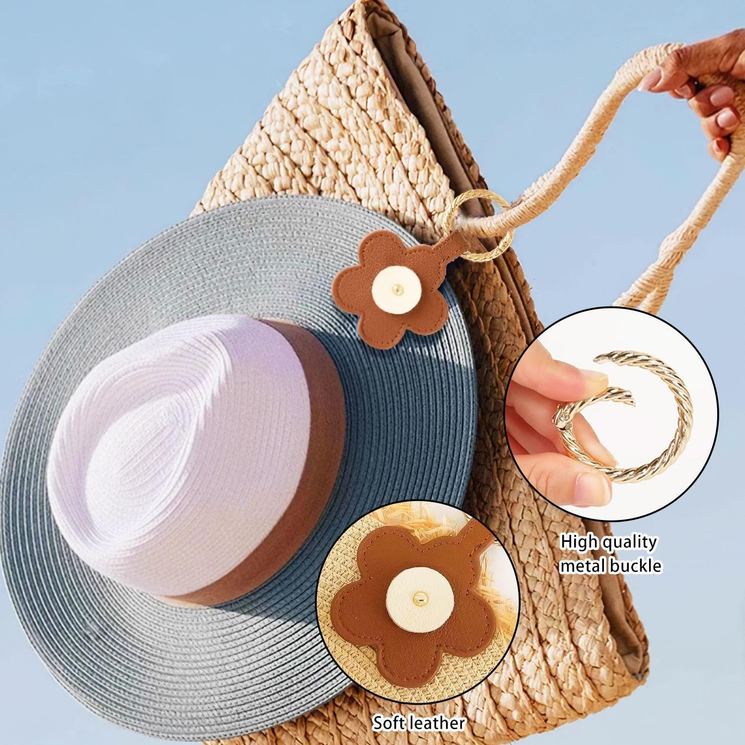 CWPFVQA 3 Pieces Magnetic Hat Clips Floral Travel Bag Hat Clips, Magnetic Hat Clips for Bags, Magnetic Golf Marker Hat Clips, Magnetic Pocket Buckle, White, Einheitsgr&ouml;&szlig;e, Modern image number 5