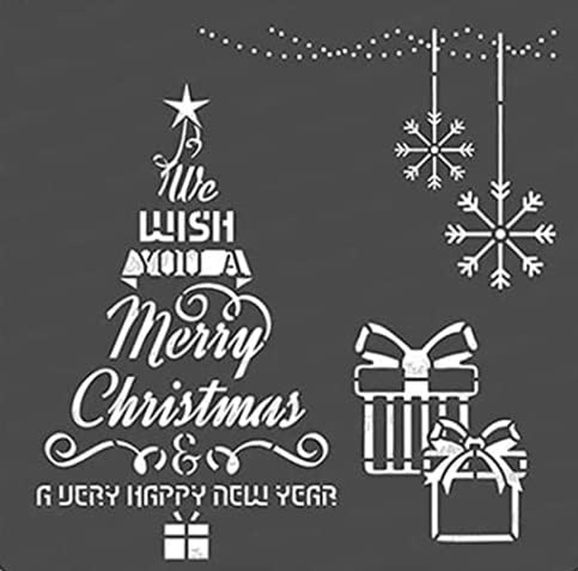 Craftreat Christmas Decorations Stencils for Painting on Canvas, Wall Art, Journal Notebook, Furniture & Room Decor - Reusable 6X6 Christmas Tree Stencils - Christmas Decor Stencil for Wall Decor image number 1