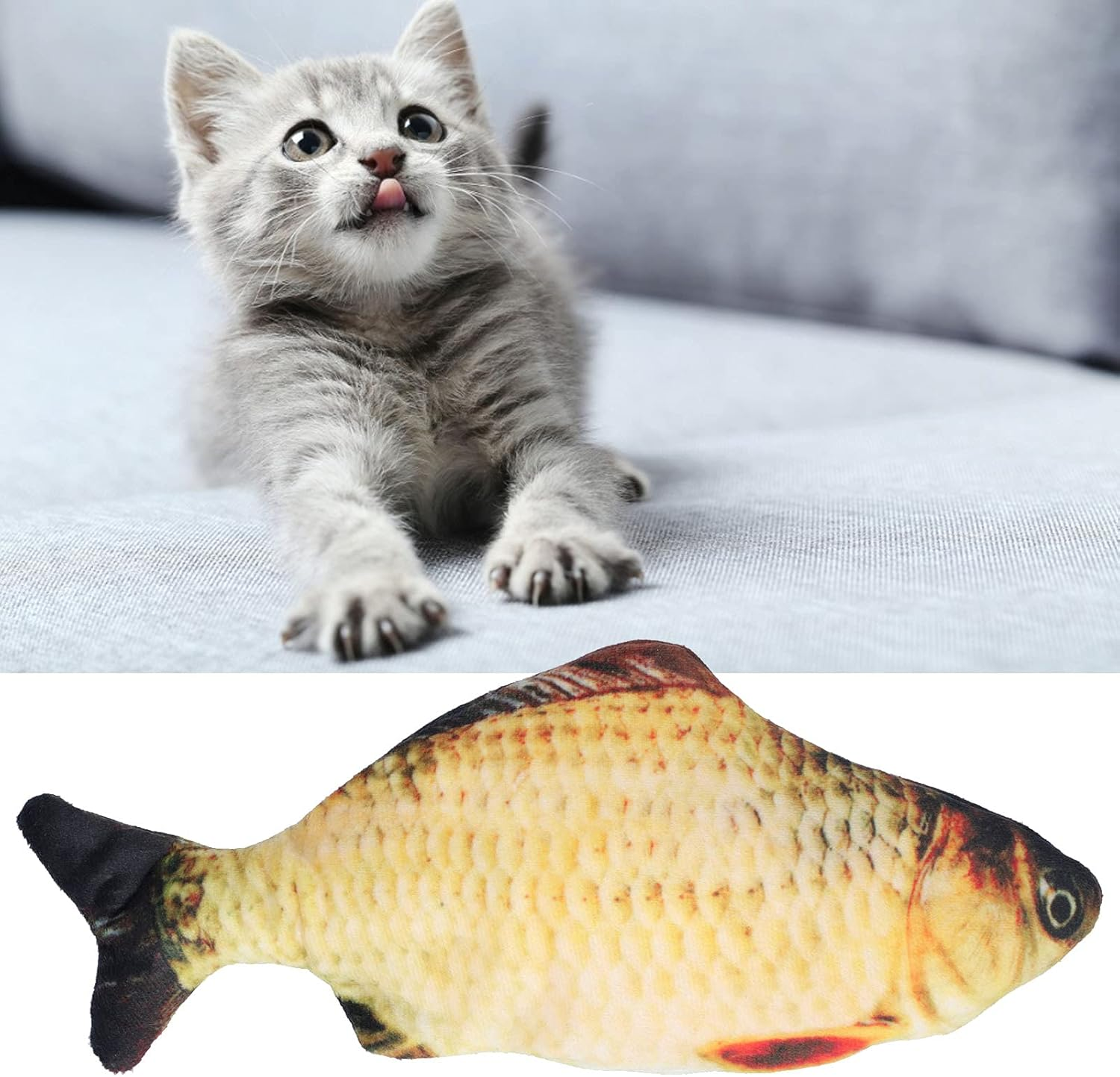 Electric Flopping Fish - Bite-Resistant Catnip Toy, Durable Kicker for Pet Activity - USB Charging (Grass Carp)