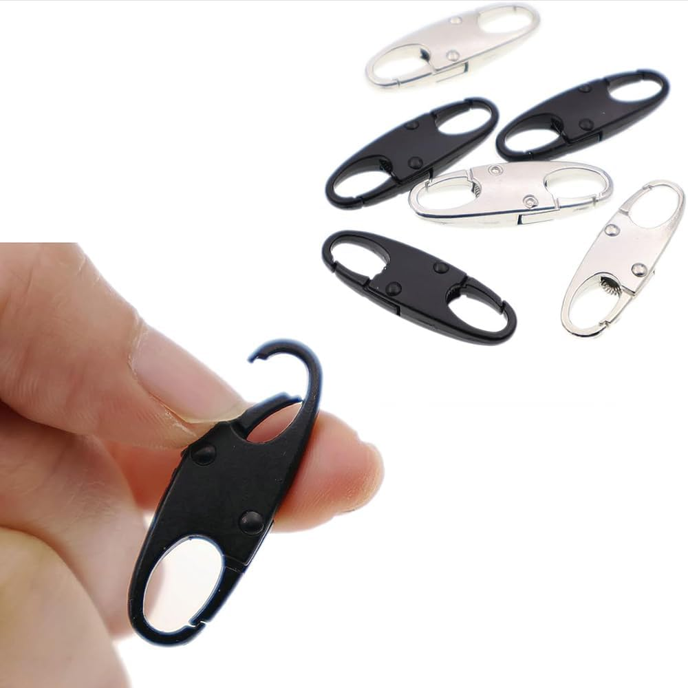 6 PCS Zipper Clip Theft Deterrents, Double Zipper Pull Replacements - Secure Your Belongings (3 Black＆3 Silver) image number 3