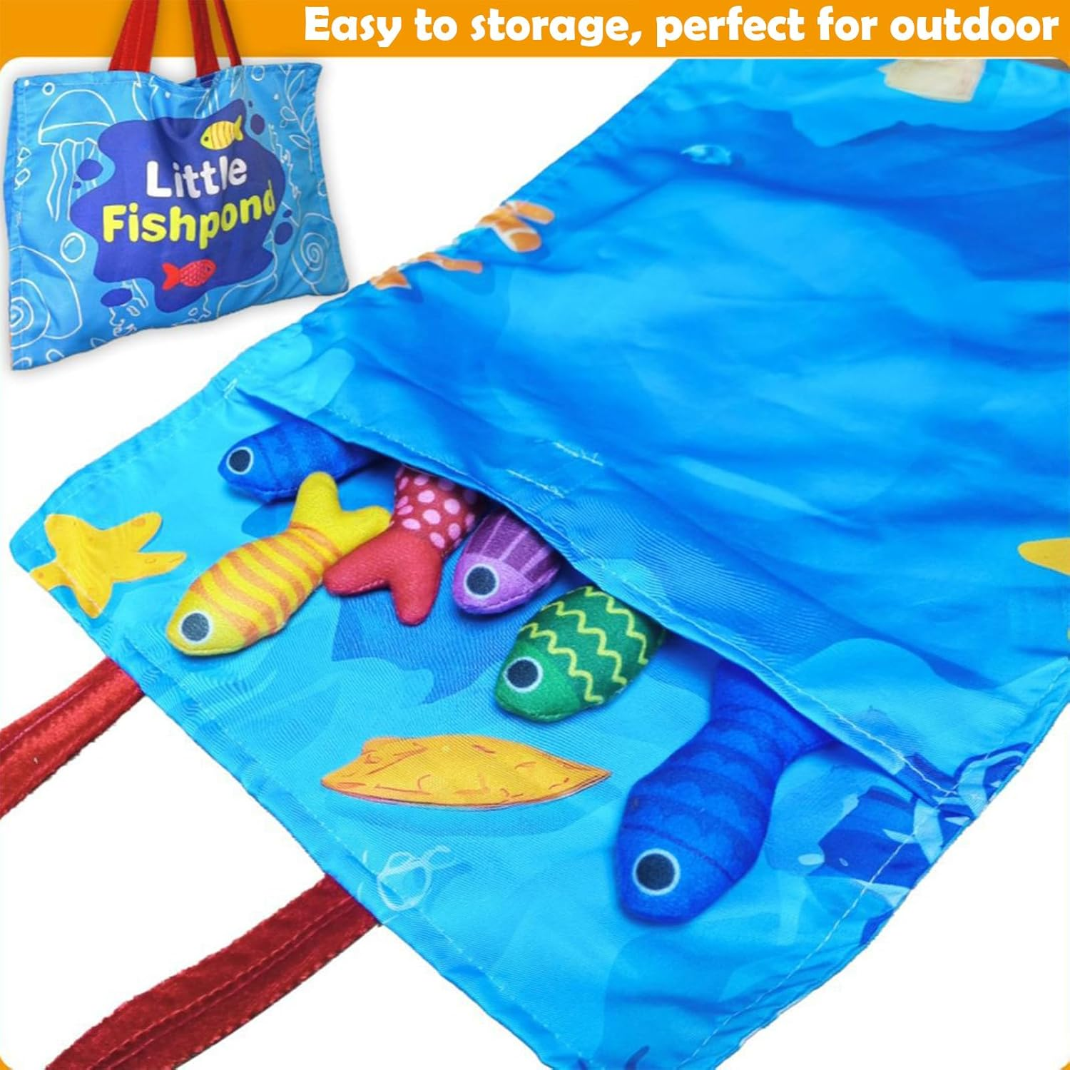 Toddler Toys Montessori Toys for 1-3 Year Old Boy Girl Birthday Gift, 22 Pcs Cloth Fishing Game with Stacking Cups- Number Counting, Color Sorting, Shape Learning Toddler Boy image number 5