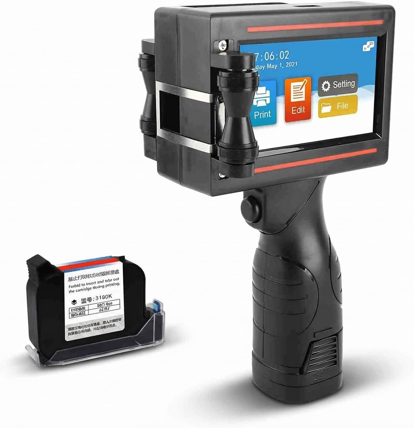 Domary Handheld Printer Portable Inkjet Printer High Definition Inkjet Code Printer with 4.3 Inch LED Touchscreen Quick-Drying Ink Cartridge for Label/Production Date/Barcode/Trademark/Logo/Graphic. image number 1