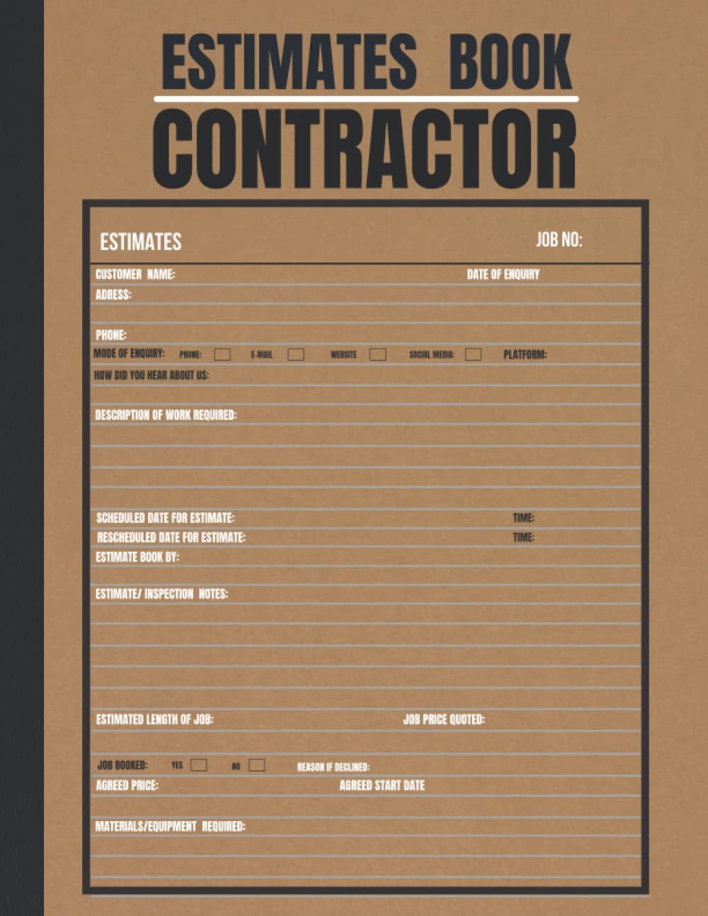 Estimate Book Contractor: Log Book to Record Client Details/ Job Quotes / Estimates|Contractor Notebook Organizer| Record Book| Complete with Dot Grid Diagram / Measurement Pages| A4 image number 1