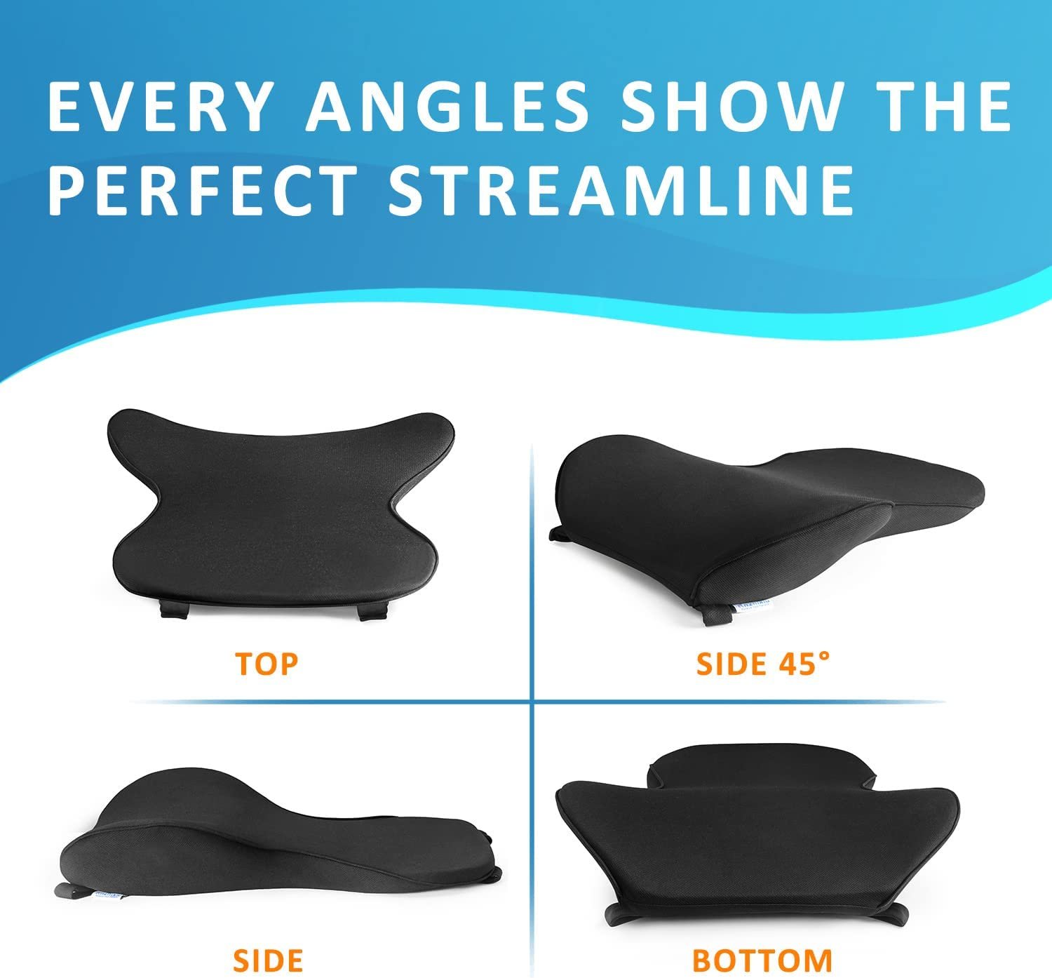 Thin and Light Back Cushion Lumbar Pillow for Home Chair, Office Chair,And Car Seat - Black