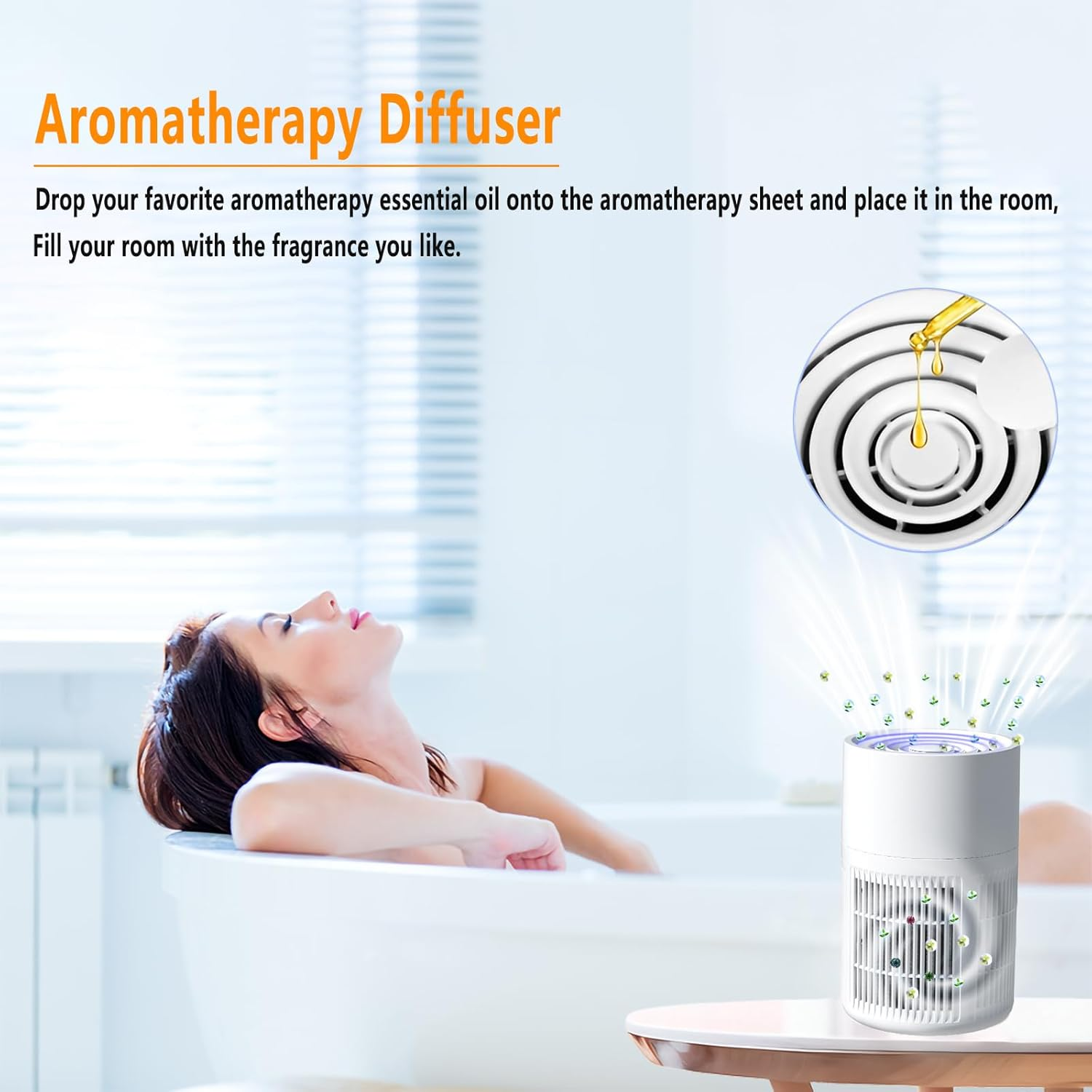 Air Purifier for Bedroom Air Cleaner,H13 HEPA Filters Purifiers,Aromatherapy Tablets with Addition of Essential Oils to Improve Sleep,Portable 20Db Quiet Air Filter Purifier,Home,Office,And Car Use image number 3