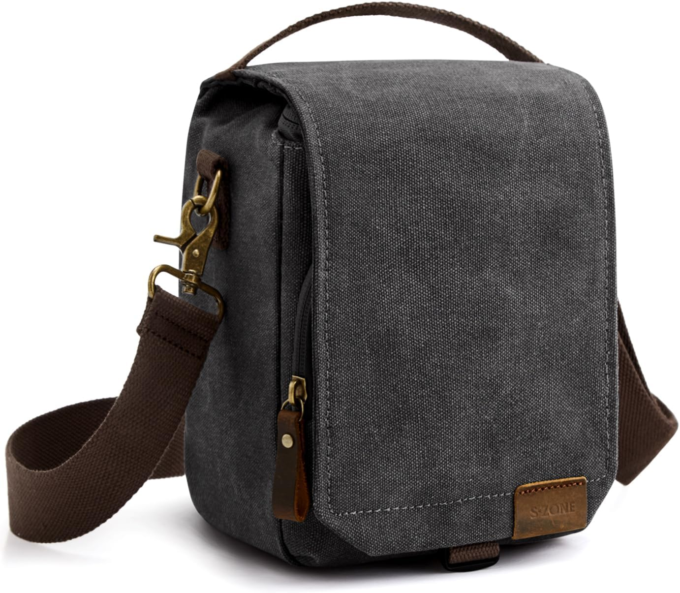 S-ZONE Camera Bag Small DSLR SLR Water-Resistant Canvas Crossbody Shoulder Bag Camera Case for Photographer
