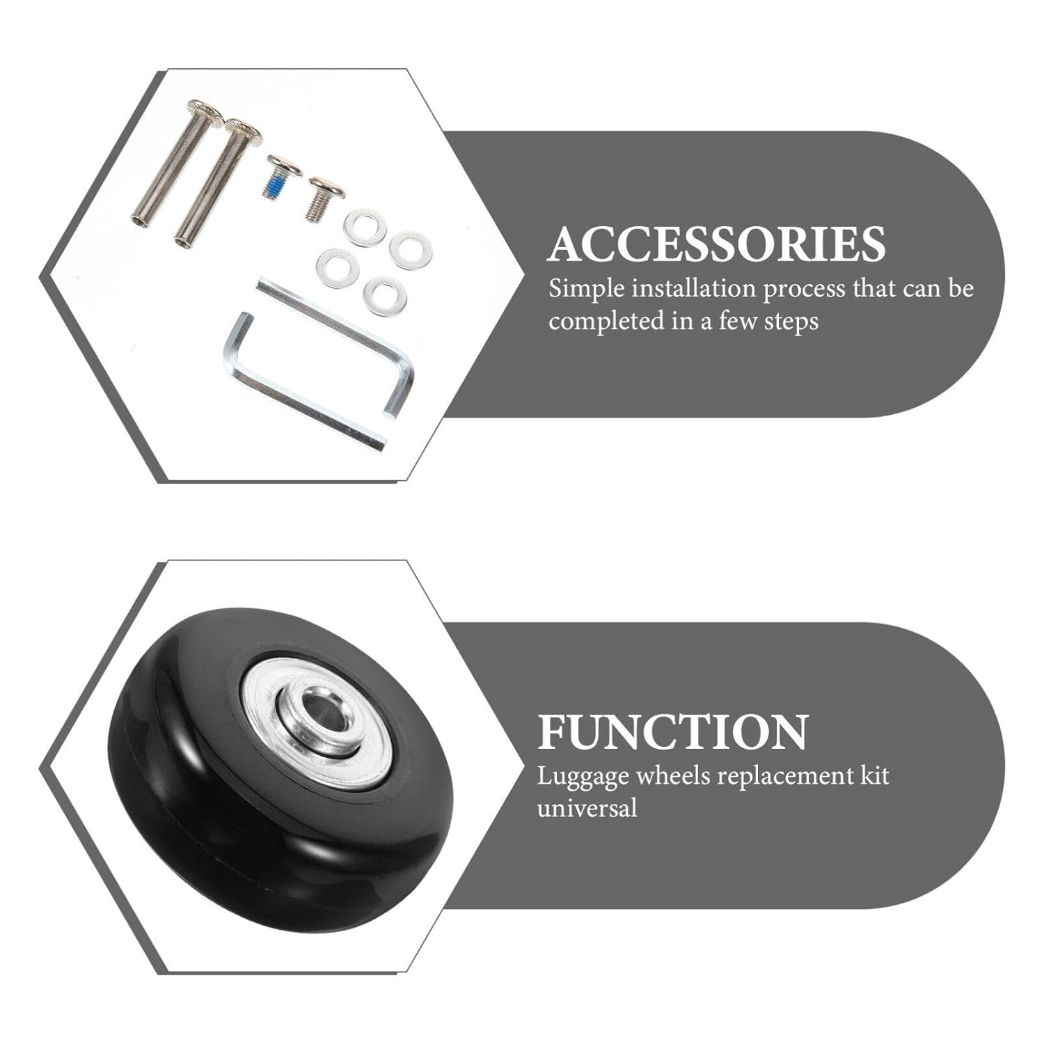 CALLARON 2Pcs Wheel Accessories Luggage Suitcase Swivel Caster Wheels Replacement Kit Travel image number 3