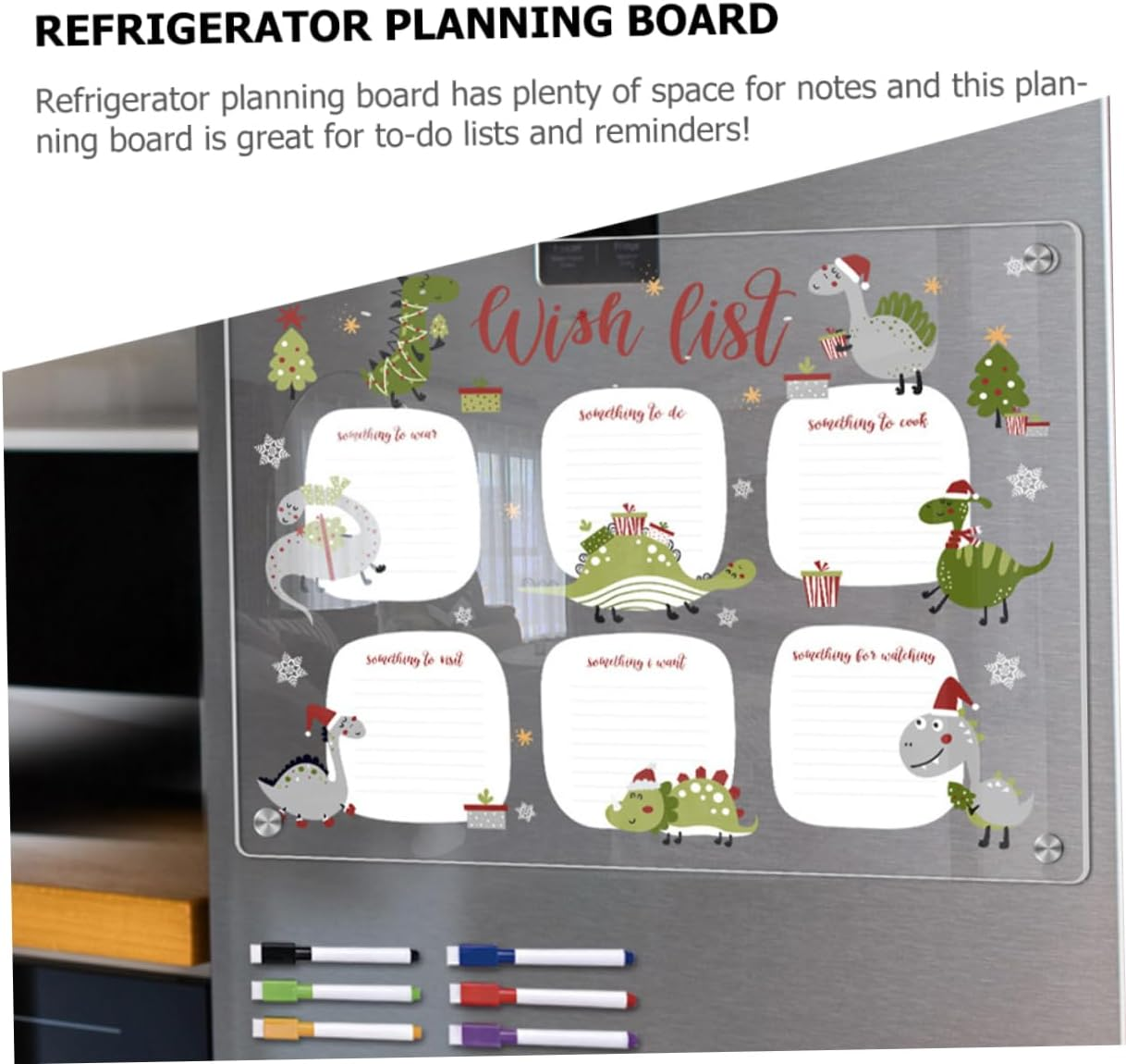 OHPHCALL Magnetic Dry Erase Board Acrylic Fridge Calendar Magnet Strip Easy Clean Whiteboard Eraser image number 6