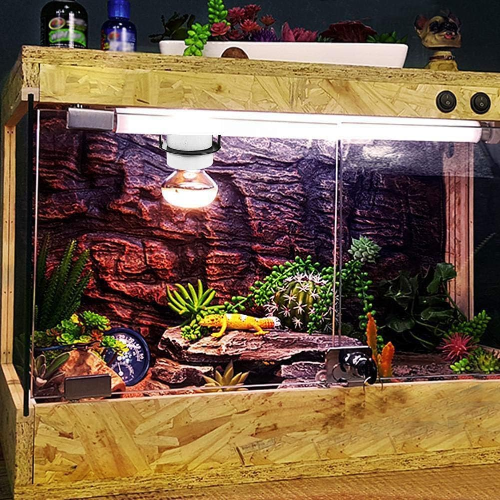 Reptile Ceramic Heat Holder, Pet Heater Bracket, Heat Emitter Light Fixture for Heat Lamp Bulb, Amphibian Pet Terrariums Habitat Lizard Tortoise (Timing Control) image number 2